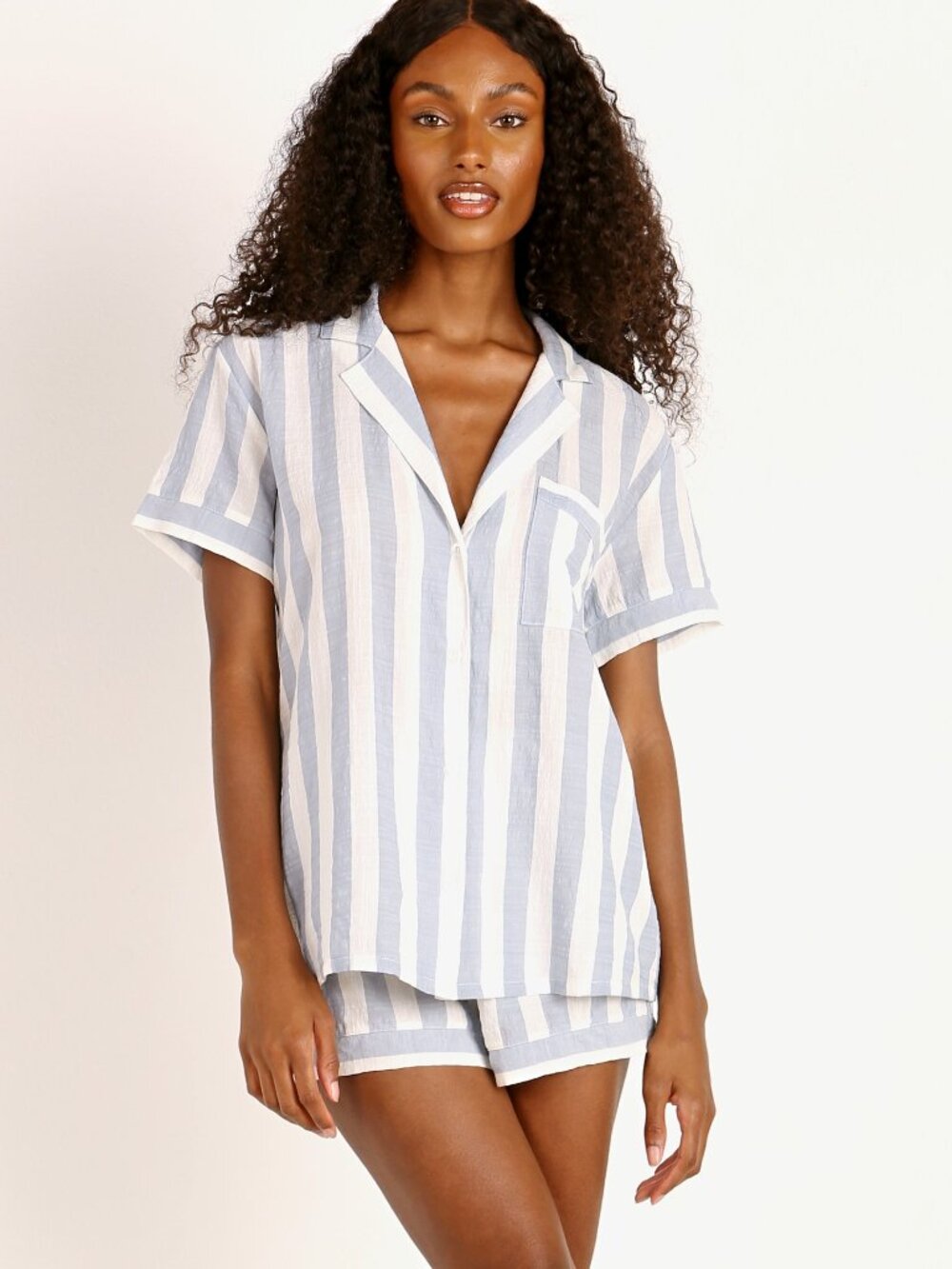 Eberjey Blue White Umbrella Stripes Pajama Set Size Small